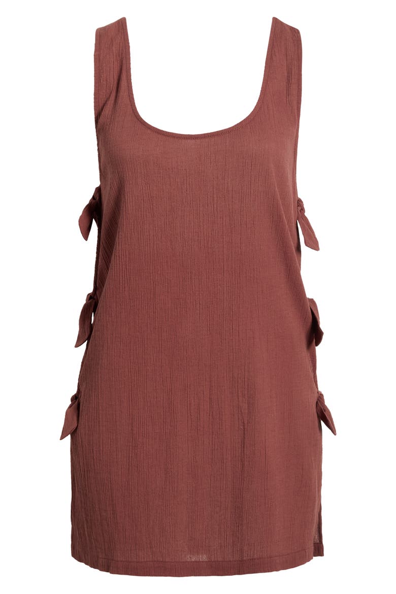 Side Tie A-Line Cover-Up Dress, Alternate, color, MOCHA