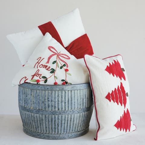 Cotton Velvet Pillow with Artisan Bow