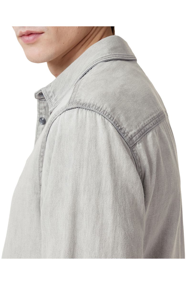 AllSaints Gleason Cotton Denim Snap-Up Shirt, Alternate, color, 