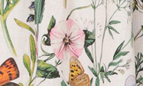 Avec Les Filles Floral Smocked Bodice Linen Blend Midi Dress In Butterfly Floral