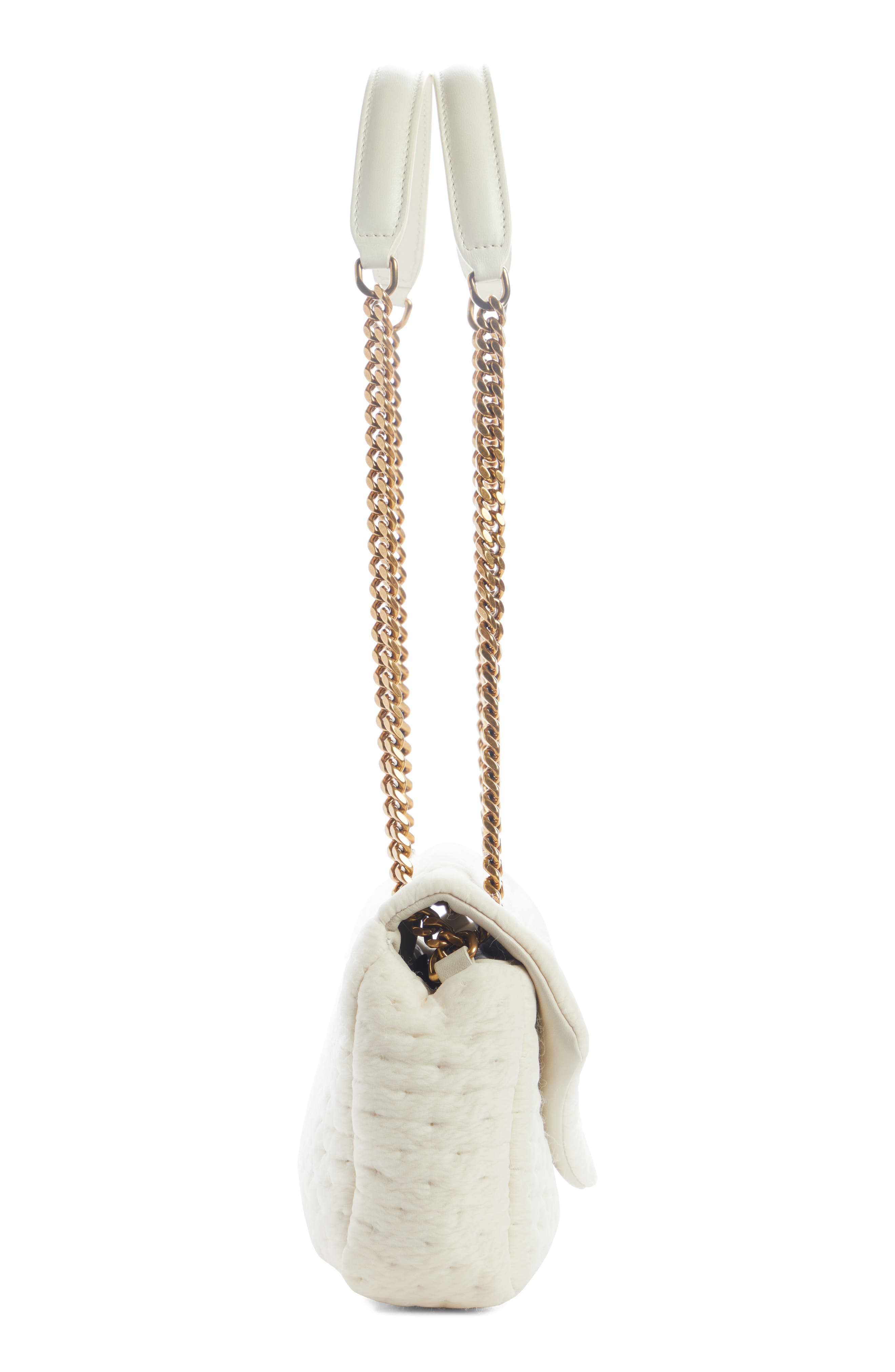 Saint Laurent Small Lou Organza Puffer Shoulder Bag, Alternate, color, White Corn/ New Chant