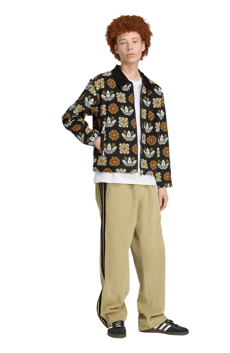 adidas Monogram Print Relaxed Fit Corduroy Coach Jacket, Alternate, color,