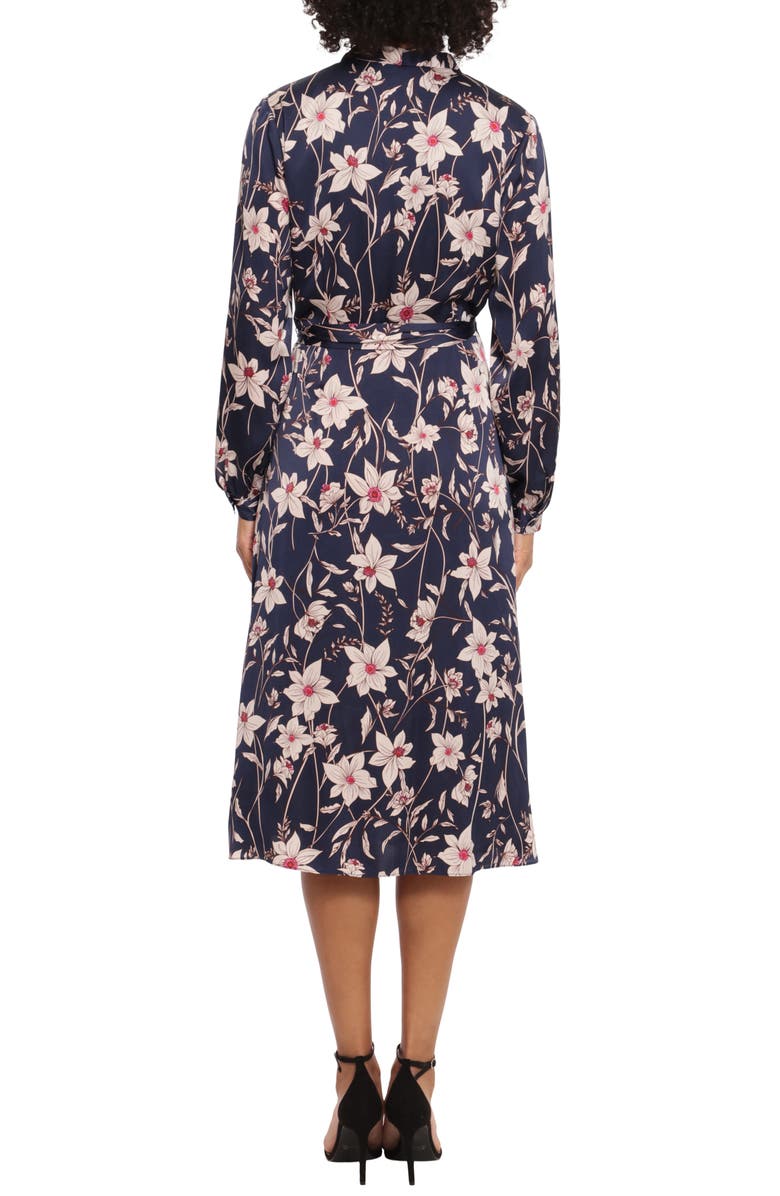 Maggy London Floral Print Long Sleeve Midi Dress, Alternate, color, 