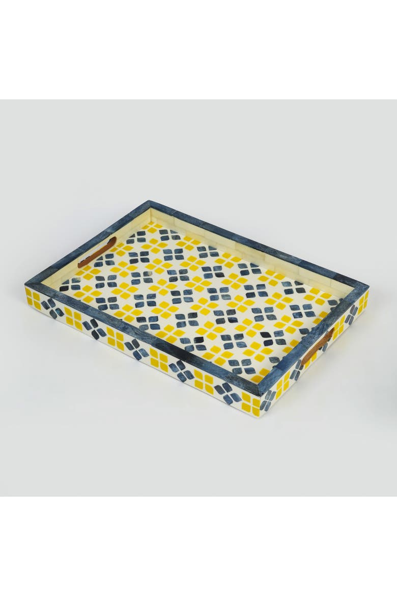Marigold Mosaic Bone Inlay Tray, Main, color, Marigold