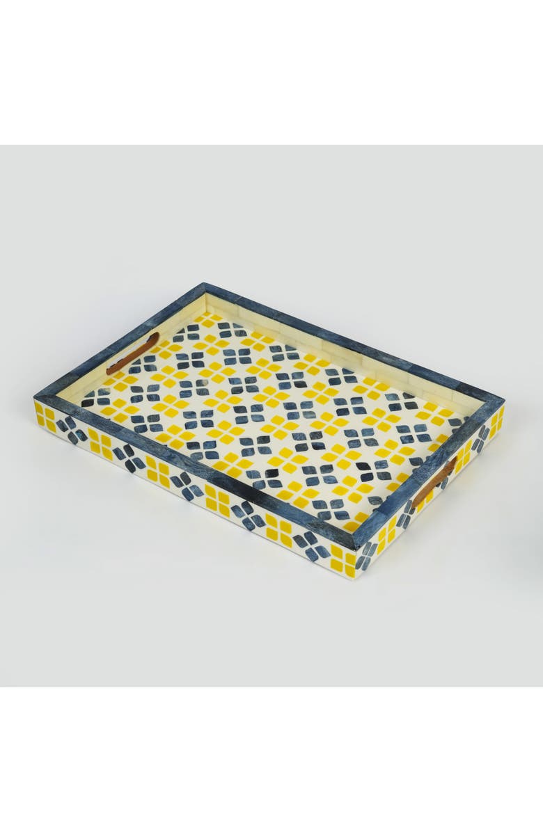 Mela Artisans Marigold Mosaic Bone Inlay Tray, Main, color, Marigold