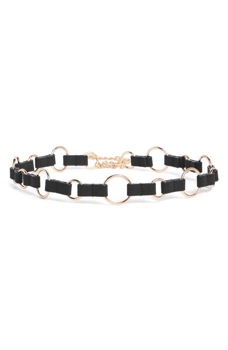 Vince Camuto Round Ring Chain Belt, Main, color, Black