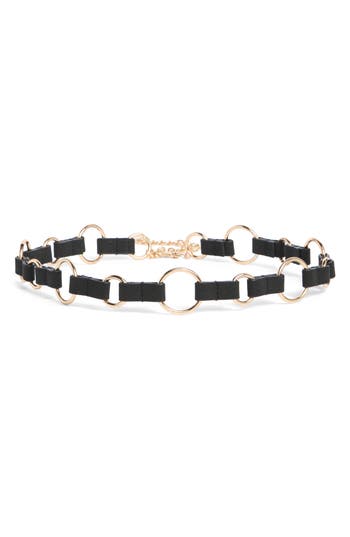 Vince Camuto Round Ring Chain Belt In Black