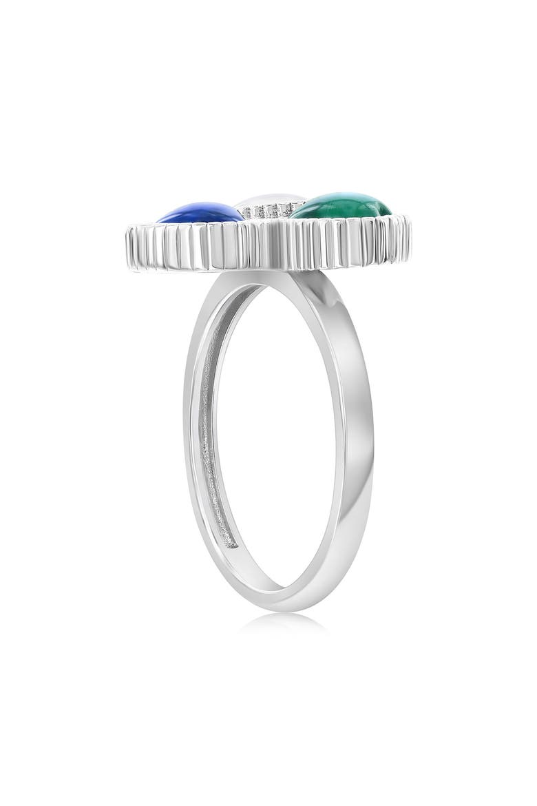 Trio Heart Ring, Alternate, color, LAPIS/ MOP/ MALACHITE