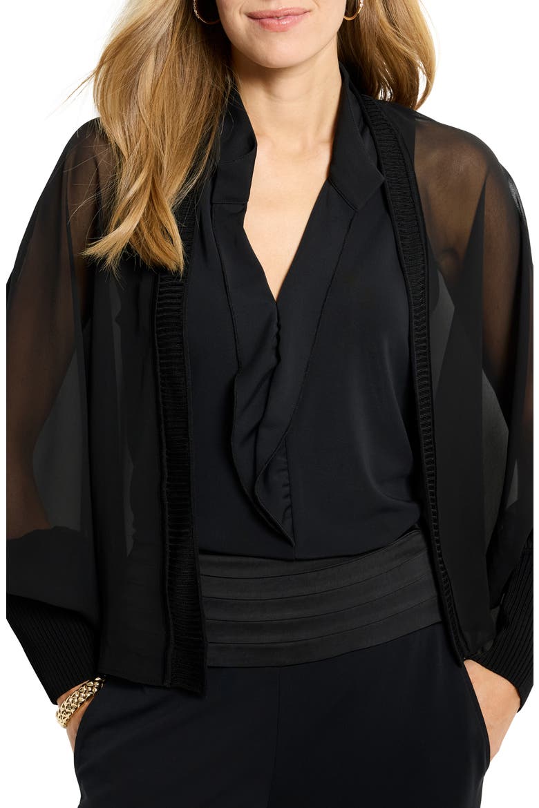 Chiffon Crush Mixed Media Cardigan, Main, color, BLACK ONYX