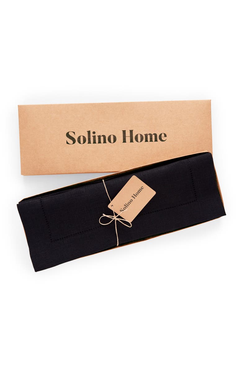 Solino Home Linen Placemats - Medium Weight Hemstitch, 14" x 19", Alternate, color, Black