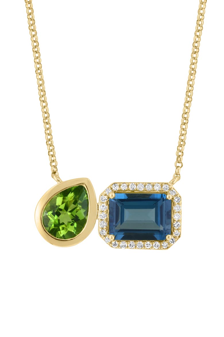 Gold Plated Sterling Silver Peridot & Topaz Pendant Necklace, Alternate, color, BLUE MULTI