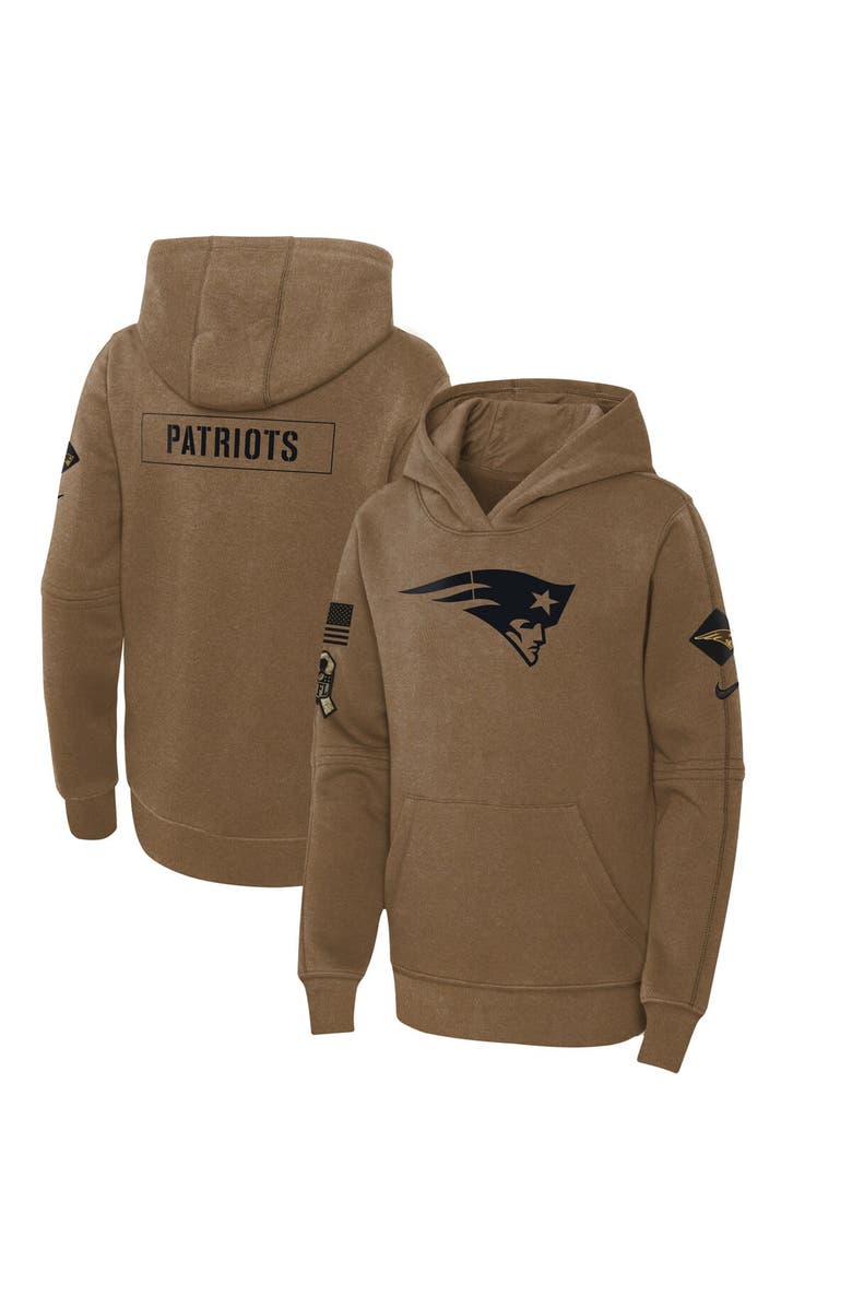 Nike Youth Nike Brown New England Patriots 2023 Salute to Service Club Fleece Pullover Hoodie, Main, color,