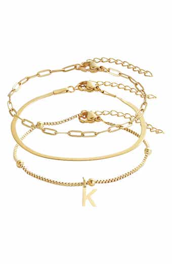 Set of 3 Tarnish Resistant 18K Gold Plated Chain Bracelets