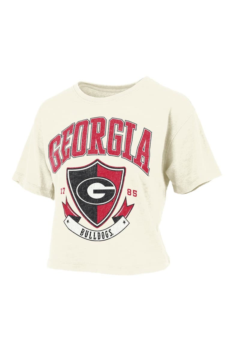 Women's Pressbox Cream Georgia Bulldogs Buckler Vintage Cropped T-Shirt, Alternate, color, Cream