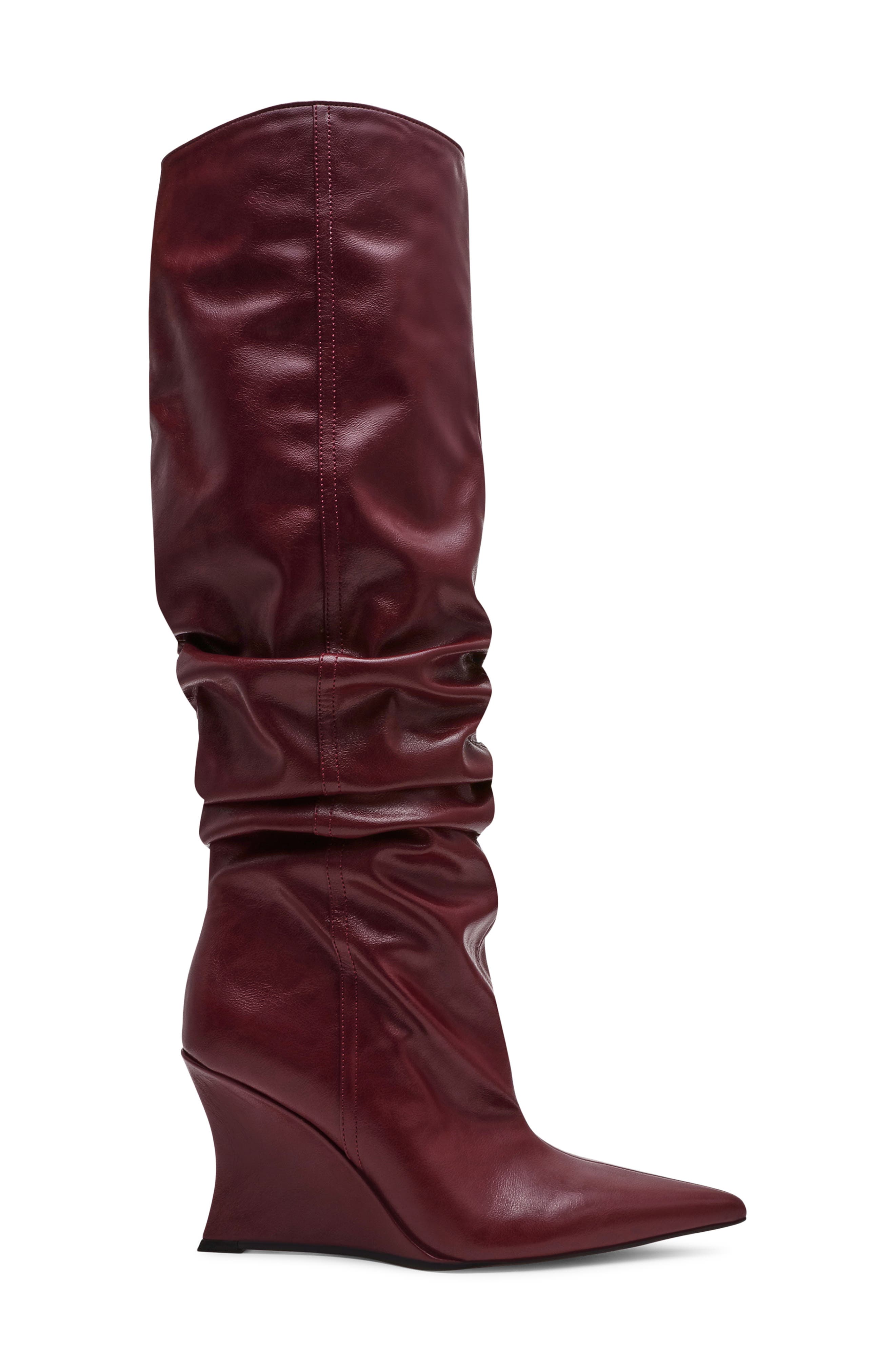 Distortion Knee High Boot, Alternate, color, BURGUNDY