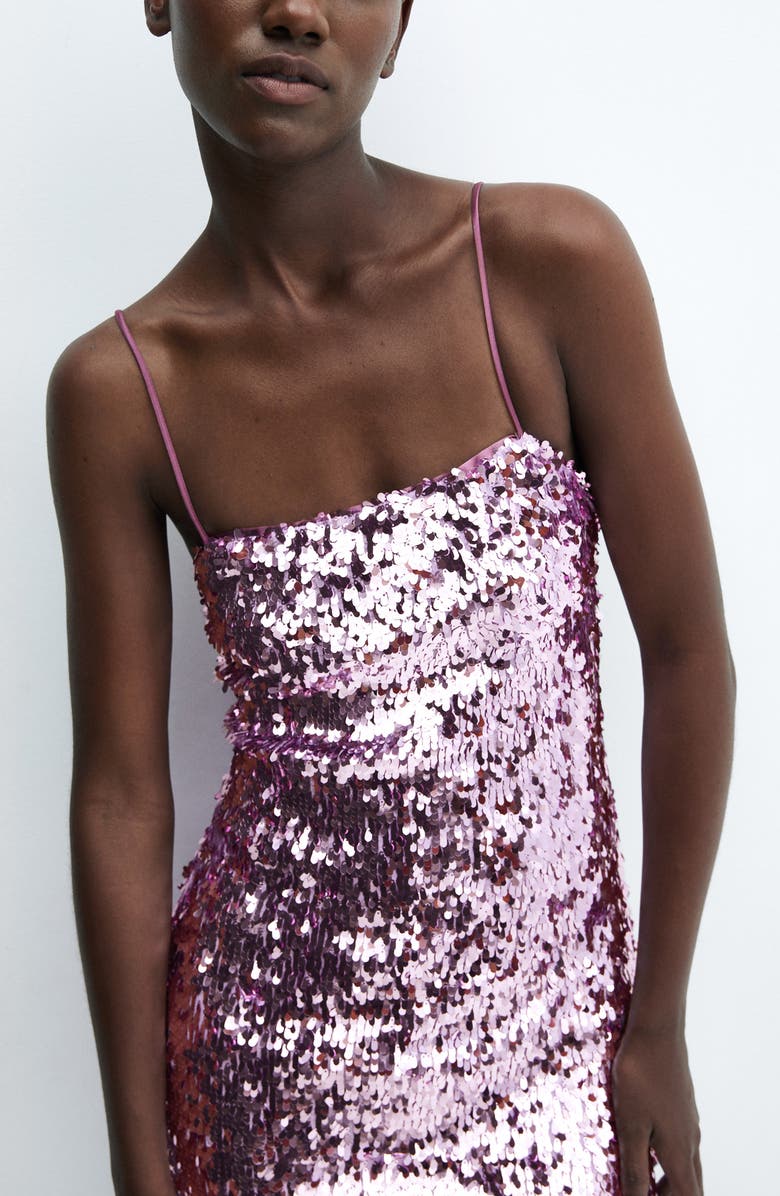 MANGO Spaghetti Strap Sequin Minidress, Alternate, color, 