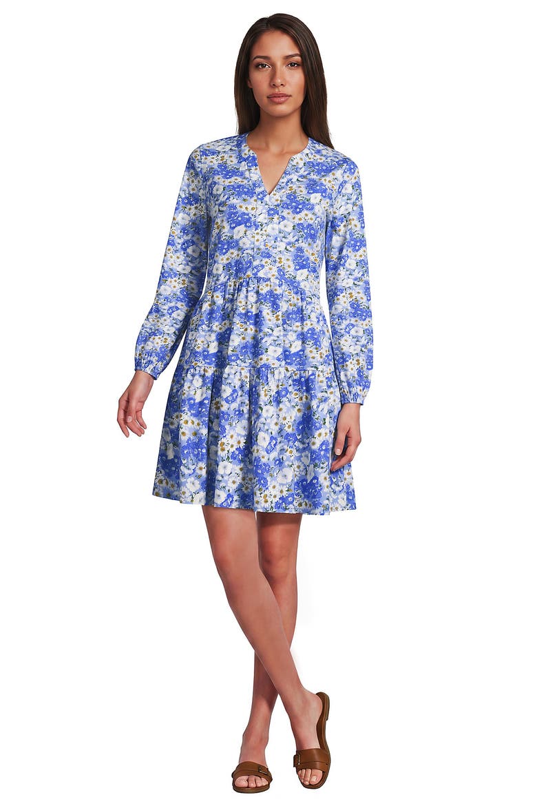 Cotton Jersey Tiered Mini Dress, Alternate, color, Clear Blue/Ivory Flower Patch