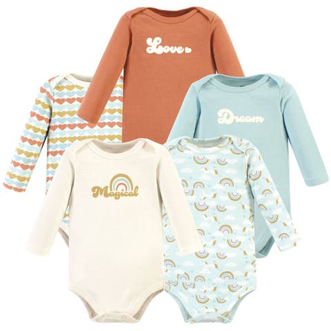 Essential Long-Sleeve Cotton Bodysuit Set (5-Piece)