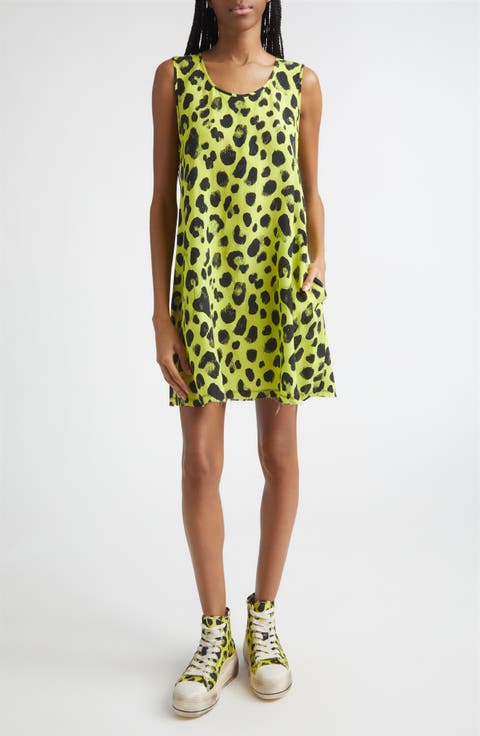Sleeveless Cheetah Print Cupro Mini Slipdress