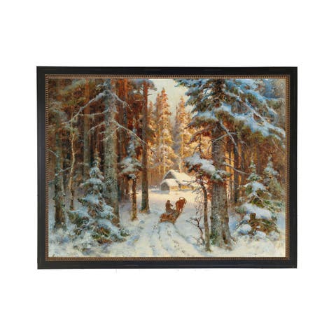 Vintage Oil Reproduction of a Snowy Winter Scene