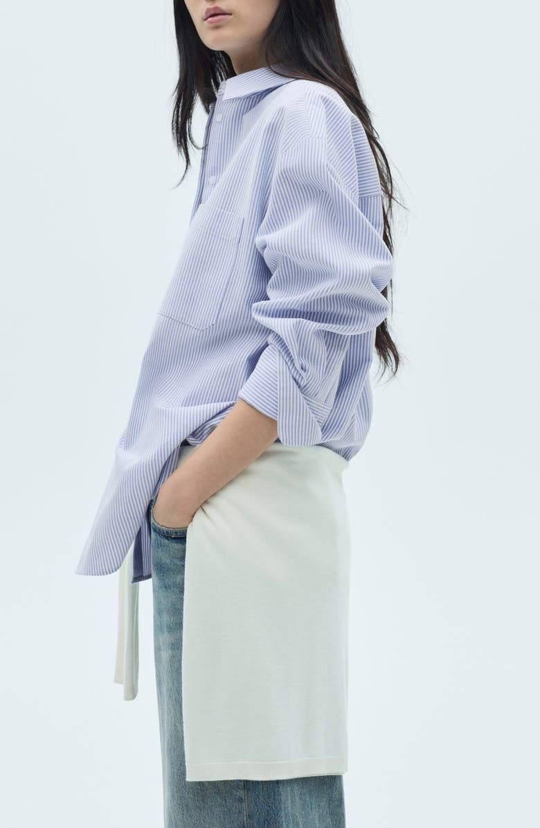 MANGO Engineer Stripe Button-Up Shirt, Alternate, color, Sky Blue