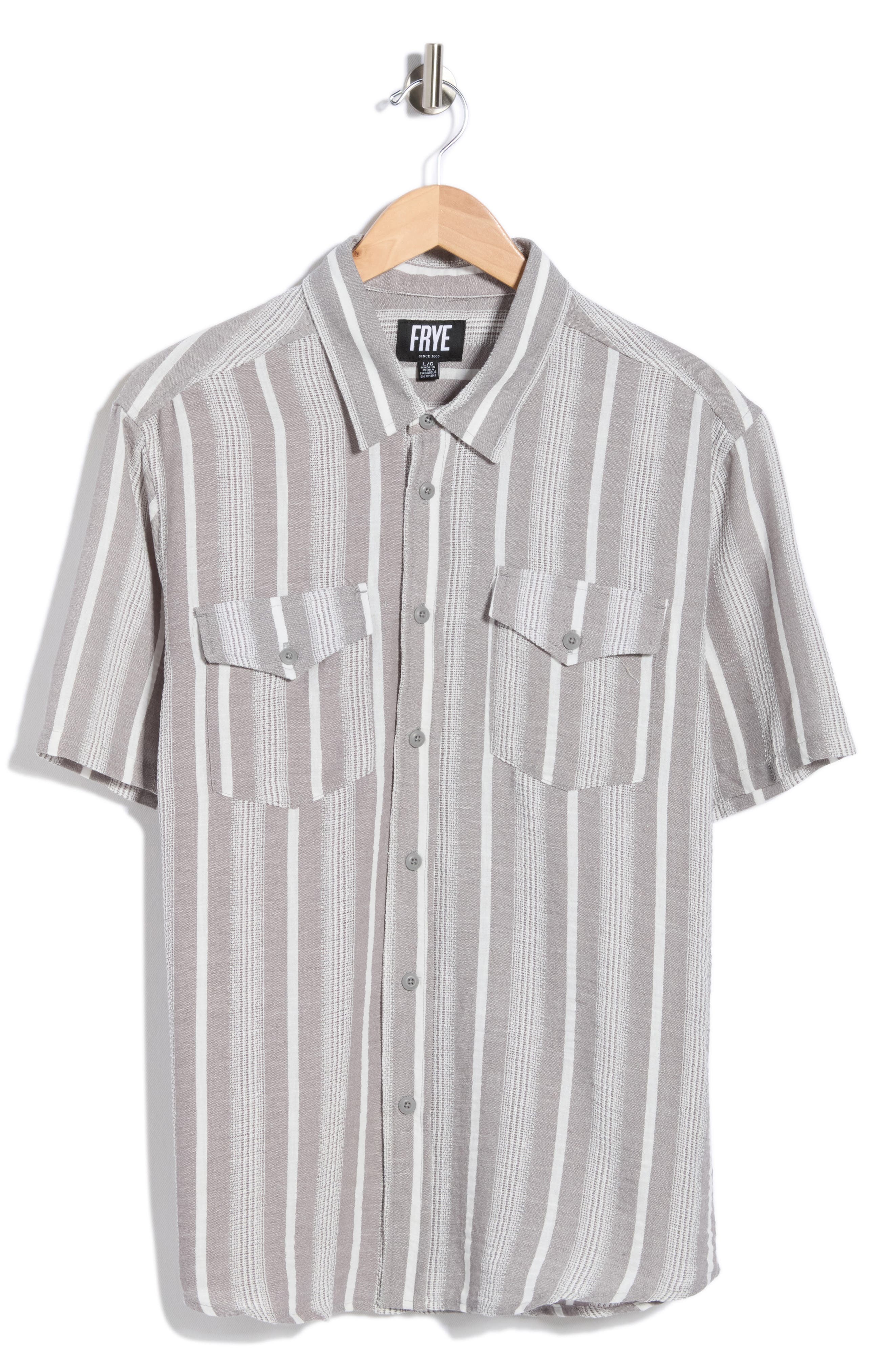 Frye Stripe Short Sleeve Button-Up Shirt