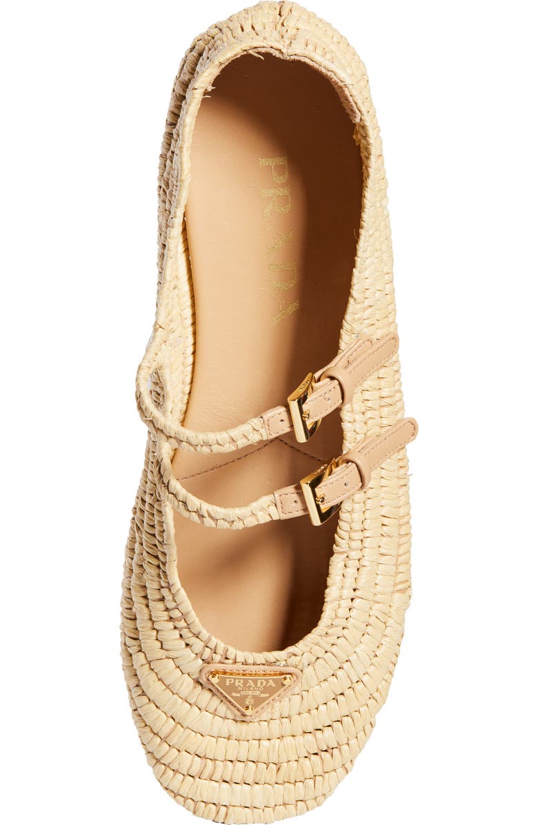 Prada Raffia Mary Jane Flat, Alternate, color, Naturale