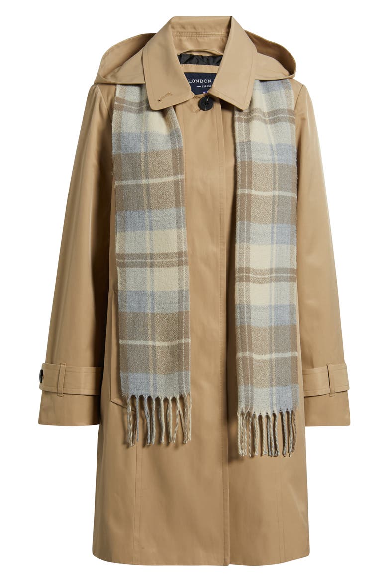 Short Raincoat with Scarf, Alternate, color, STONE