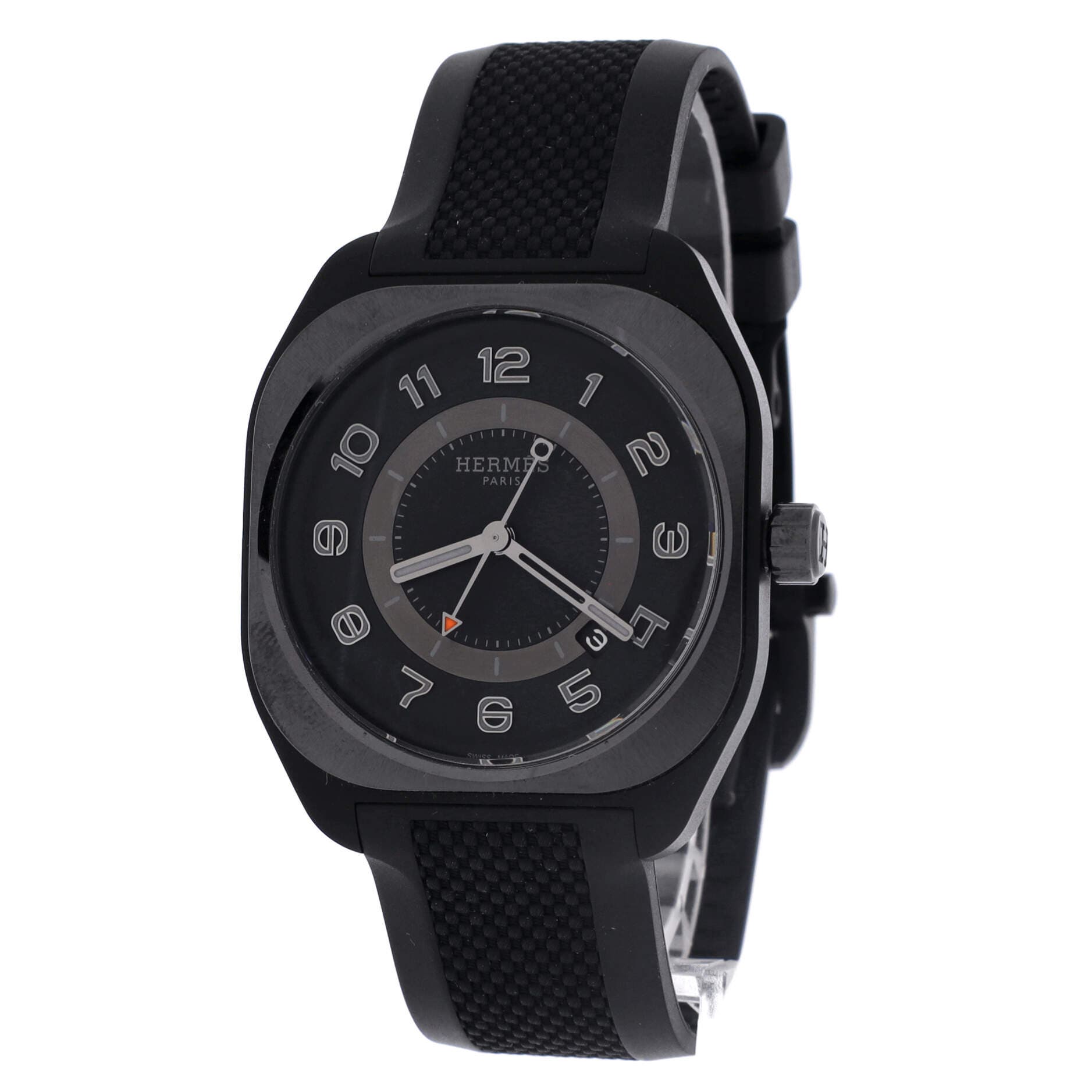 Pre-Owned Hermes H08 Automatic Watch Titanium and Rubber 39, Alternate, color, Black