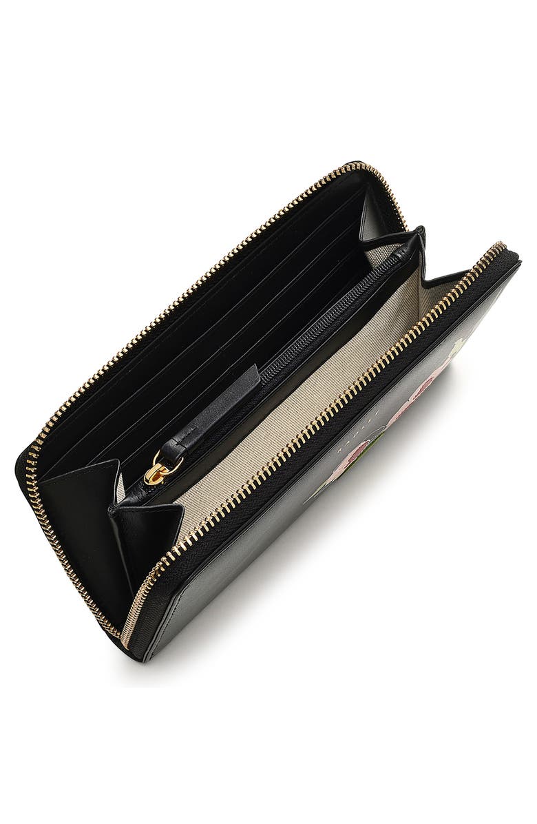 Radley Wild Roses Large Zip Wallet, Alternate, color, Black