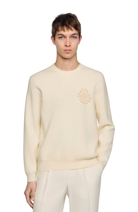 Crochet flower knit sweatshirt