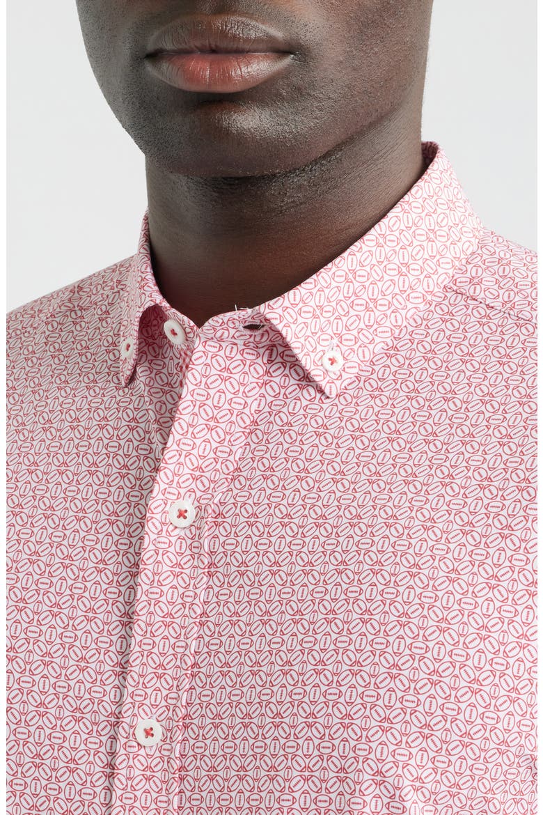 XC+™ Football Print Performance Button-Down Shirt, Alternate, color, RED