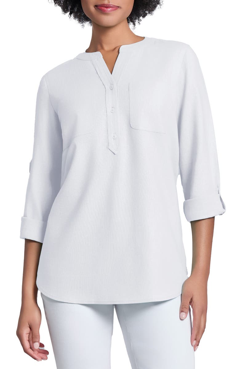 Jones New York Roll Cuff Linen Blend Tunic, Main, color, 