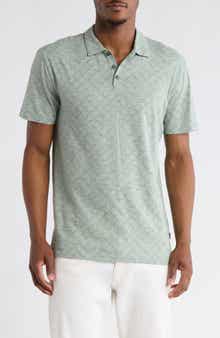 Lucky Brand Geo Print Slubbed Cotton Polo