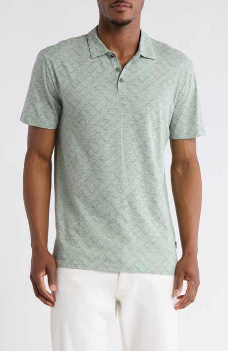Lucky Brand Geo Print Slubbed Cotton Polo