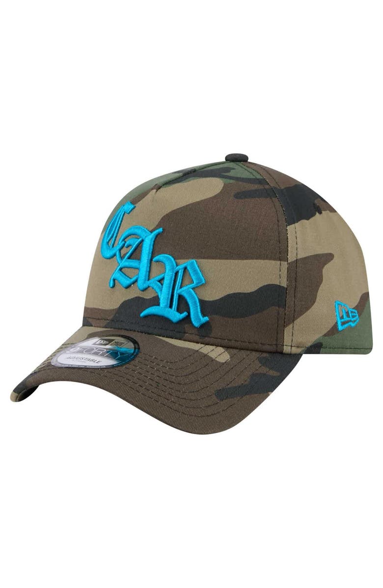 New Era Men's New Era Camo Carolina Panthers Mystic Camo A-Frame 9FORTY Adjustable Hat, Main, color,