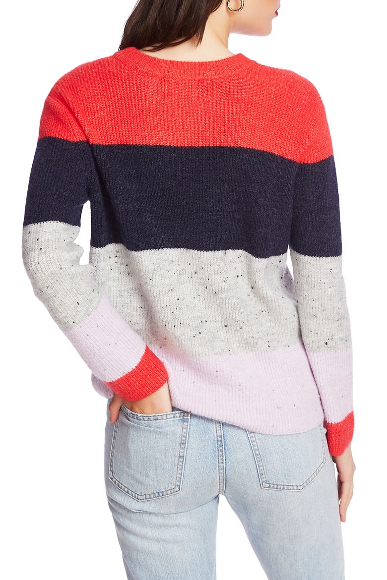 Colorblock Sweater, Alternate, color, BRIGHT ROUGE