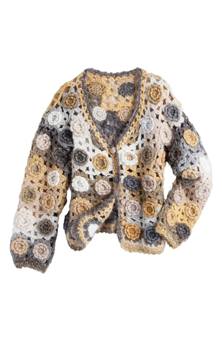 SAACHI Crochet Blossom Cardigan, Alternate, color, Mustard