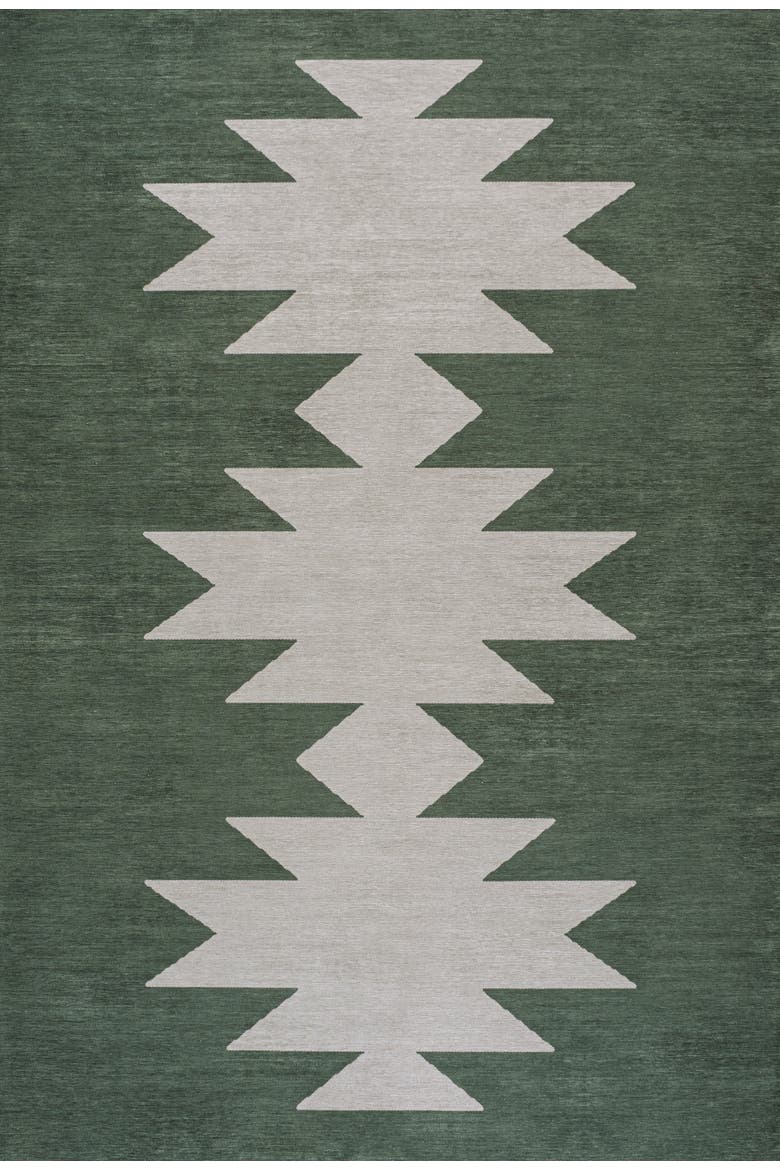 Chayton Minimalist Geometric Machine-Washable Area Rug, Alternate, color, Forest Green