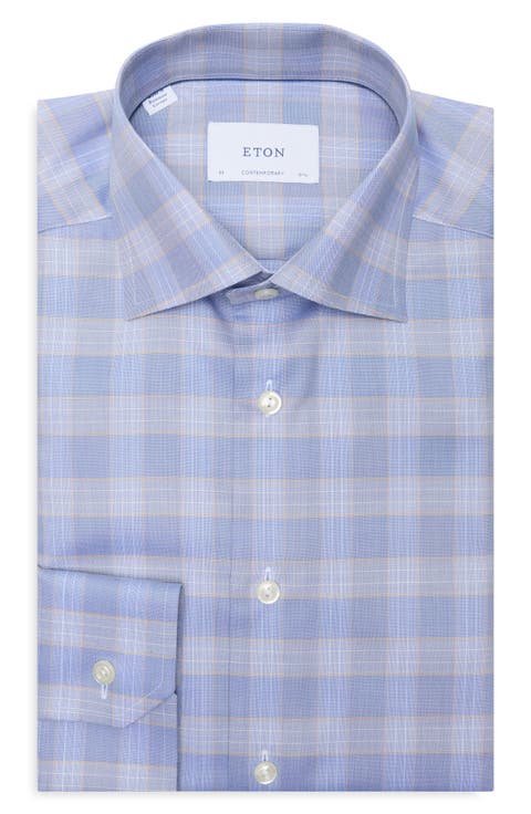 Contemporary Fit Check Cotton Twill Dress Shirt