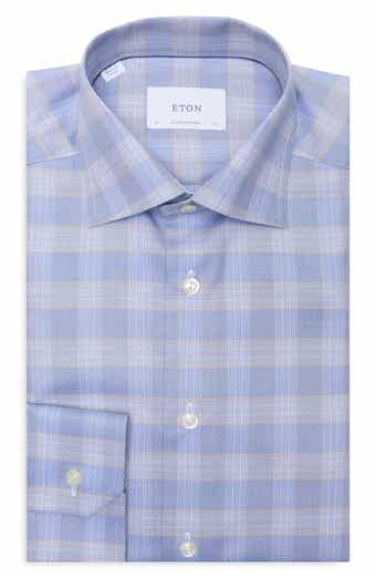 Eton Contemporary Fit Check Cotton Twill Dress Shirt