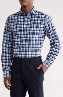 Trim Fit Plaid Flannel Dress Shirt