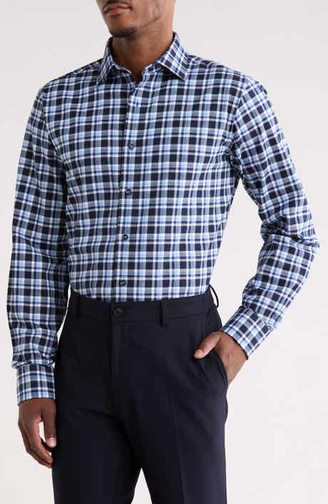 Lorenzo Uomo Trim Fit Plaid Flannel Dress Shirt