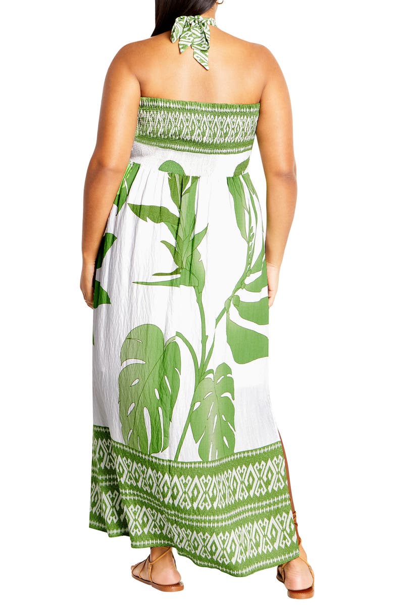 City Chic Peta Floral Border Print Halter Maxi Dress, Alternate, color,