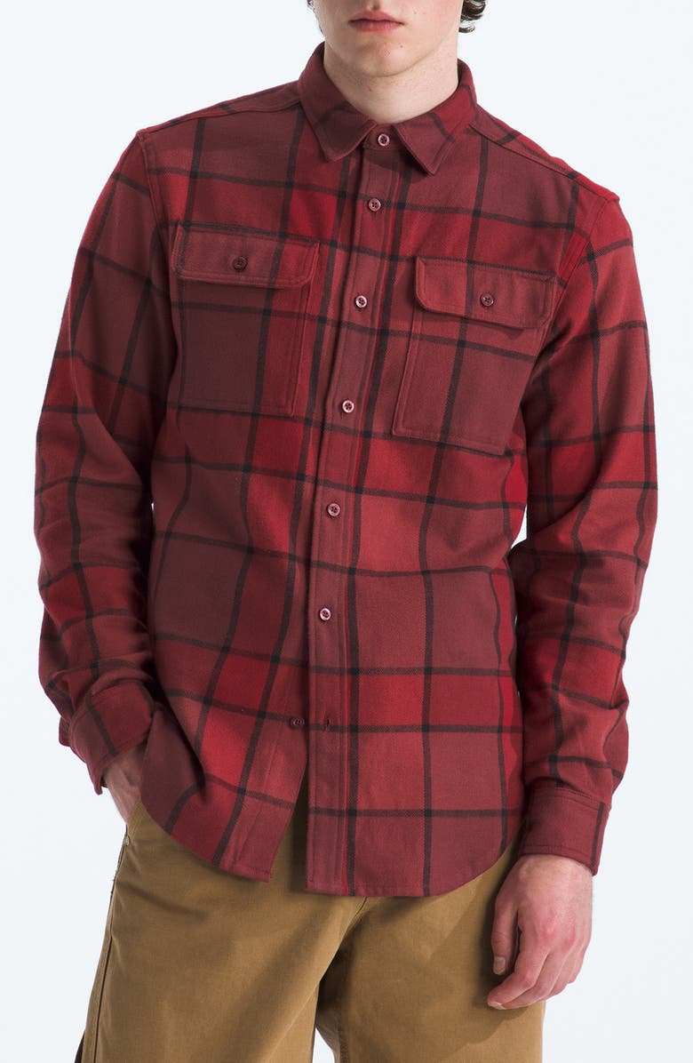 The North Face Arroyo Plaid Cotton Flannel Button-Up Shirt, Main, color, Sumac Macro Small Plaid