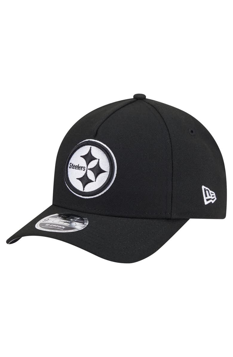 New Era Men's New Era  Black Pittsburgh Steelers Team Collection 9FORTY M-Crown A-Frame Adjustable Hat, Main, color, Black