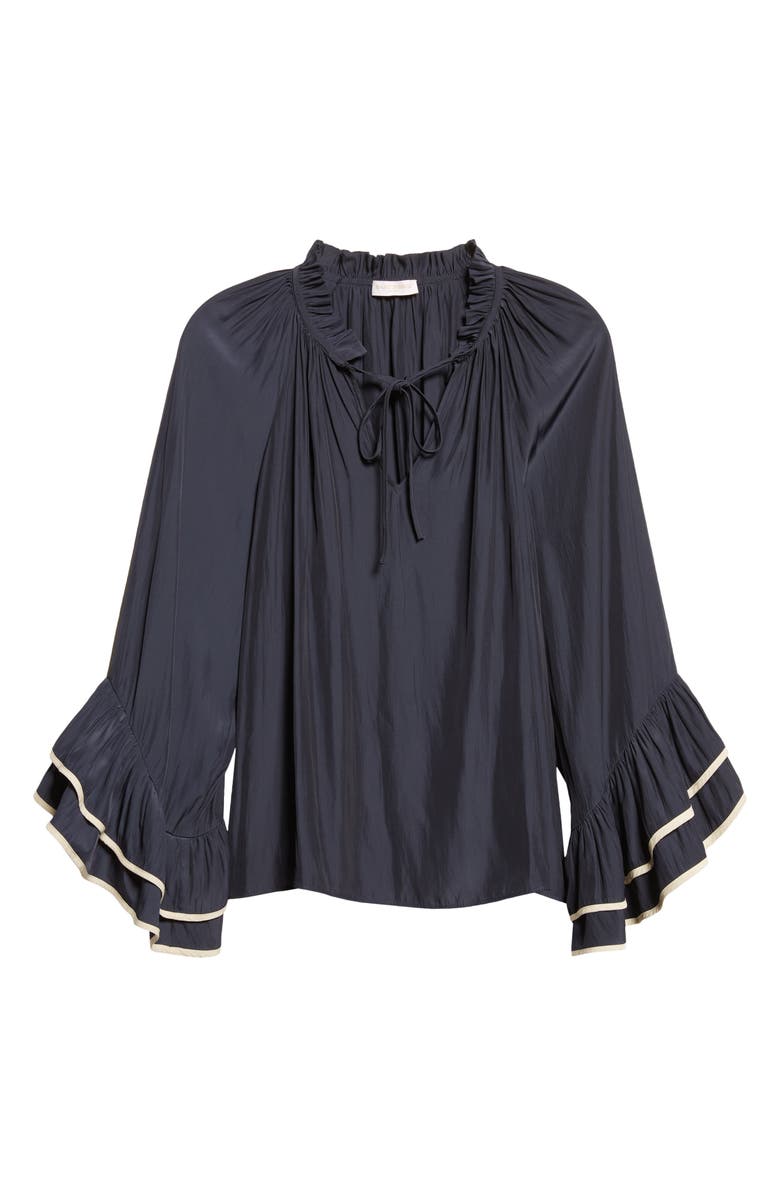 Ramy Brook Jo Tiered Sleeve Top, Alternate, color, Navy