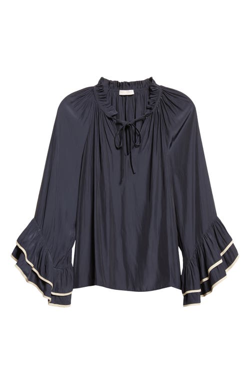 Ramy Brook Jo Tiered Sleeve Top In Blue