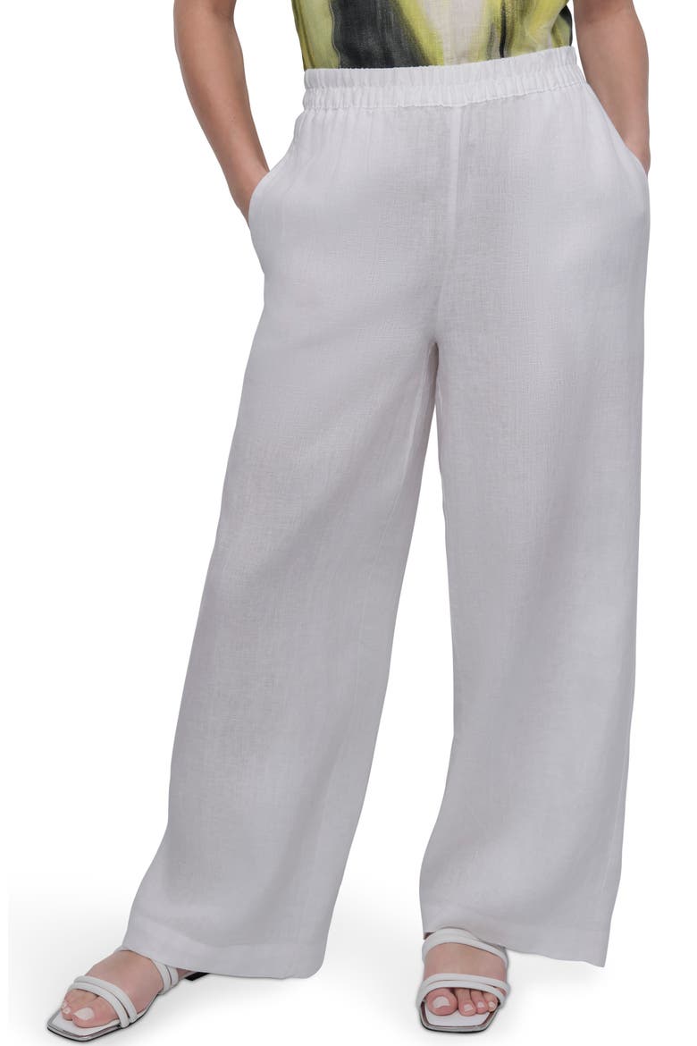 Wide Leg Linen Pants, Main, color, WHITE