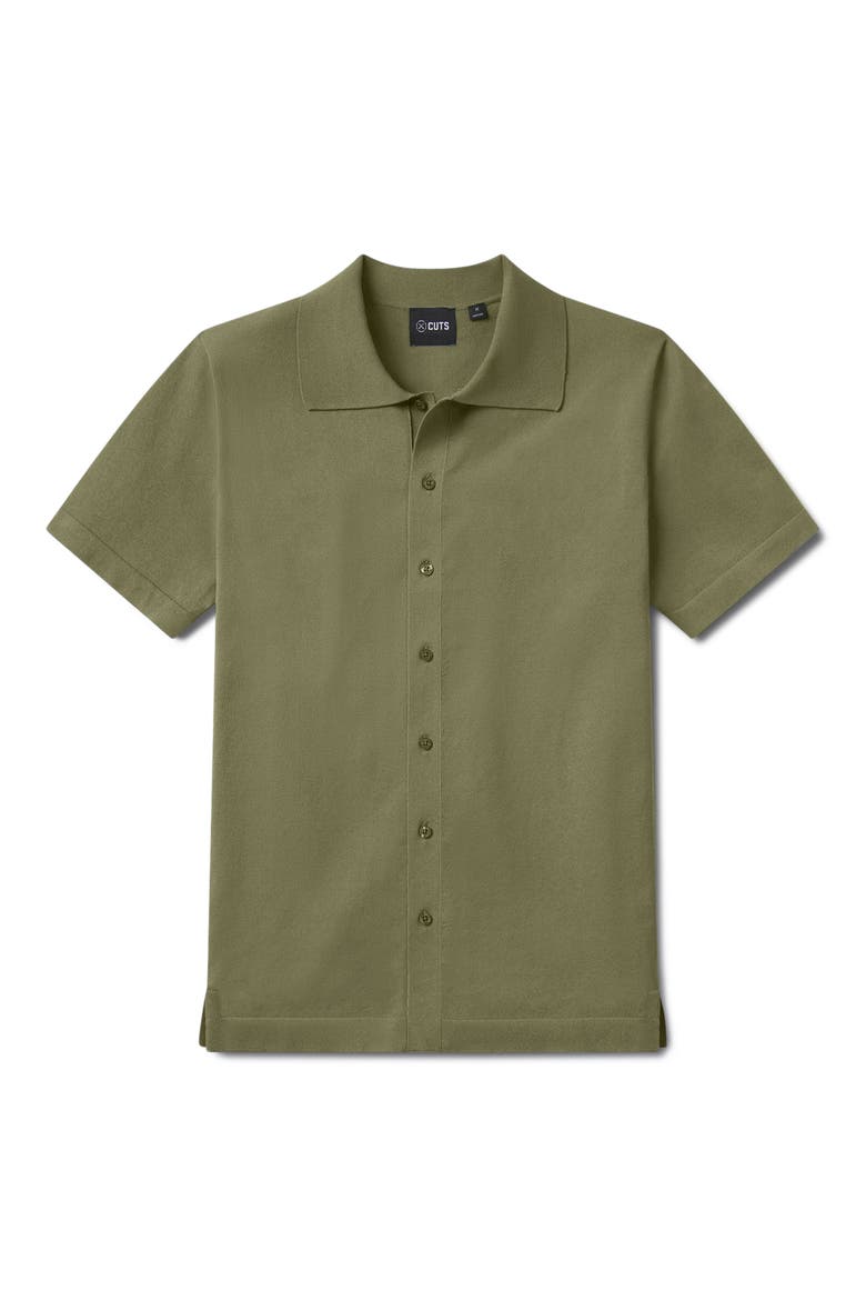 Riviera Cotton Blend Knit Camp Shirt, Alternate, color, CAPERS